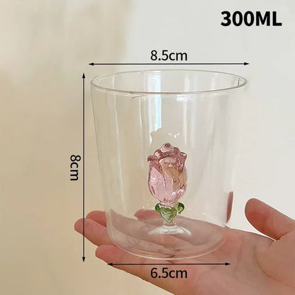 3D Creative Glass Cups Transparent Mugs with Handle Coffee Cup Cute Water Bottles Heat Resistant Milk Coupe Best Festival Gifts