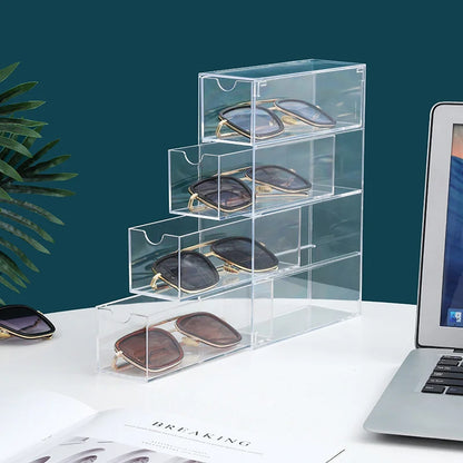 4-layer Plastic Drawer Storage Box Transparent Dustproof Glasses Cosmetic Desktop Stationery Storage Rack