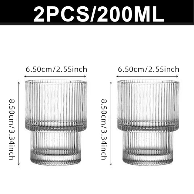 Coffee Glass Cups Stackable Glassware Stripe Simple Transparent Cocktail Bar Beverages Soda Milk Juice Drink Mugs Cup Drinkware