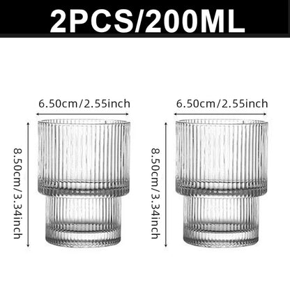 Coffee Glass Cups Stackable Glassware Stripe Simple Transparent Cocktail Bar Beverages Soda Milk Juice Drink Mugs Cup Drinkware