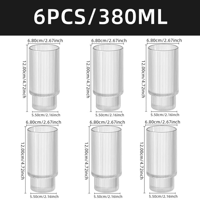 Coffee Glass Cups Stackable Glassware Stripe Simple Transparent Cocktail Bar Beverages Soda Milk Juice Drink Mugs Cup Drinkware