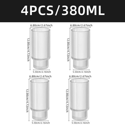 Coffee Glass Cups Stackable Glassware Stripe Simple Transparent Cocktail Bar Beverages Soda Milk Juice Drink Mugs Cup Drinkware