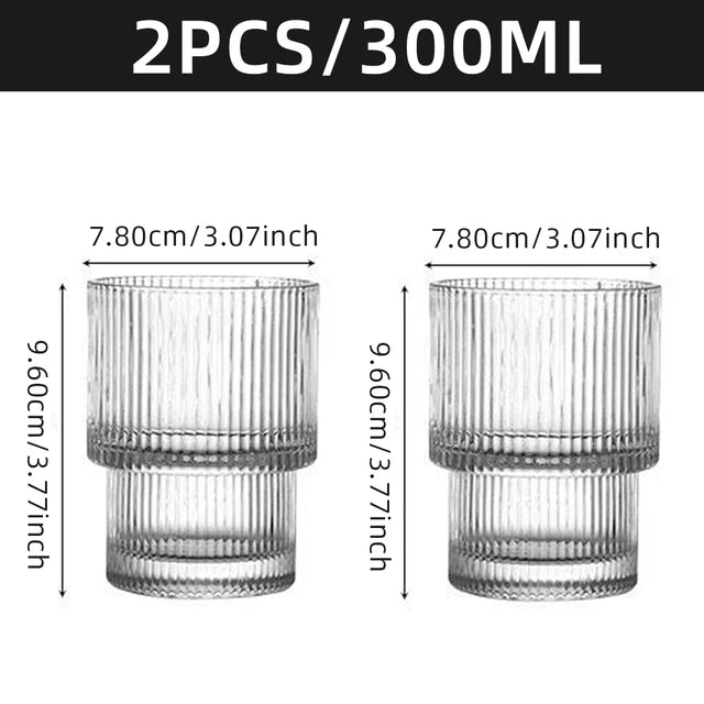 Coffee Glass Cups Stackable Glassware Stripe Simple Transparent Cocktail Bar Beverages Soda Milk Juice Drink Mugs Cup Drinkware