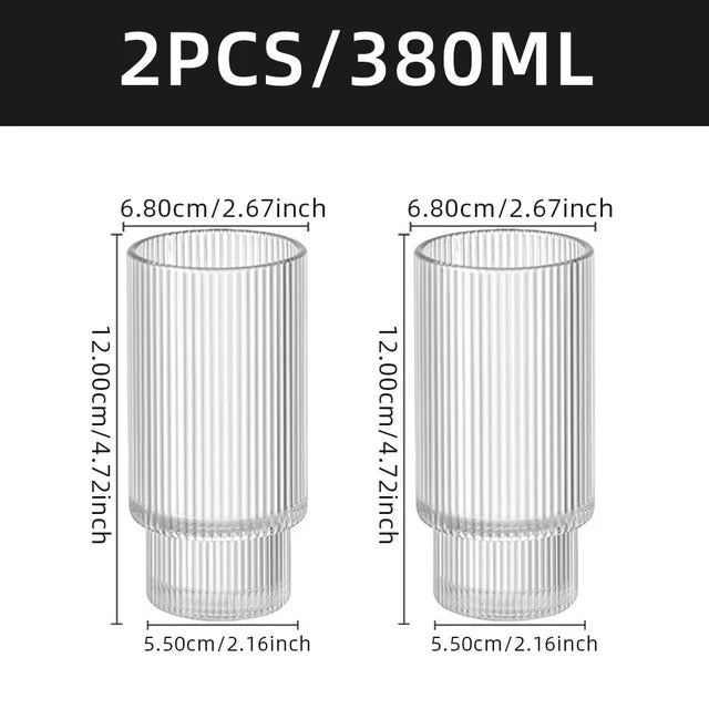 Coffee Glass Cups Stackable Glassware Stripe Simple Transparent Cocktail Bar Beverages Soda Milk Juice Drink Mugs Cup Drinkware