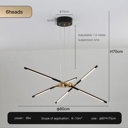 Designer Stick Shape Chandelier for Living Room Dining Tables Kitchen Island Loft Ceiling Suspension LED Lighting Fixtures Decor