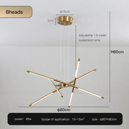 Designer Stick Shape Chandelier for Living Room Dining Tables Kitchen Island Loft Ceiling Suspension LED Lighting Fixtures Decor