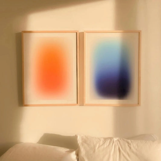 Dizzy Abstract Blue Orange Color Canvas Print Painting Poster Modern Nordic Minor Art Style Living Room Home Decor Wall Picture