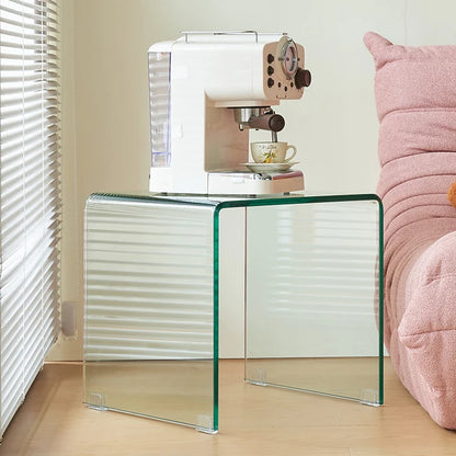 Glass Transparent Low Coffee Table Mobile Wheel Sofa Tray Unique Side Table Kitchen Bedroom Stolik Kawowy Living Room Furniture