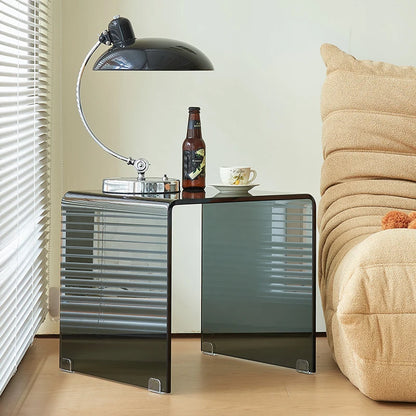 Glass Transparent Low Coffee Table Mobile Wheel Sofa Tray Unique Side Table Kitchen Bedroom Stolik Kawowy Living Room Furniture