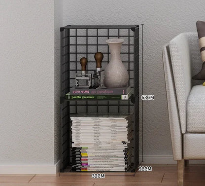 High Quality Bookshelf Grids Wire Display Storage Cabinet Stand Metal Cube Living Room Bookcase Steel Etagere Modular Furniture