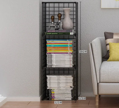 High Quality Bookshelf Grids Wire Display Storage Cabinet Stand Metal Cube Living Room Bookcase Steel Etagere Modular Furniture