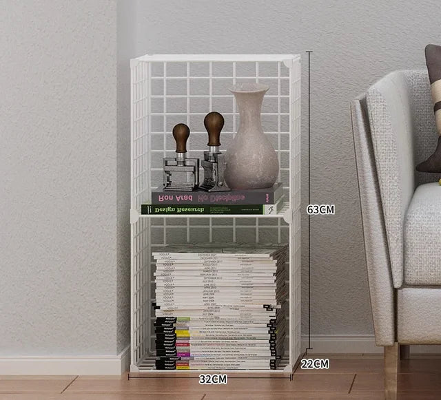 High Quality Bookshelf Grids Wire Display Storage Cabinet Stand Metal Cube Living Room Bookcase Steel Etagere Modular Furniture