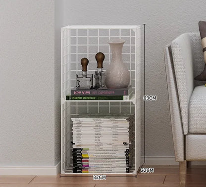 High Quality Bookshelf Grids Wire Display Storage Cabinet Stand Metal Cube Living Room Bookcase Steel Etagere Modular Furniture