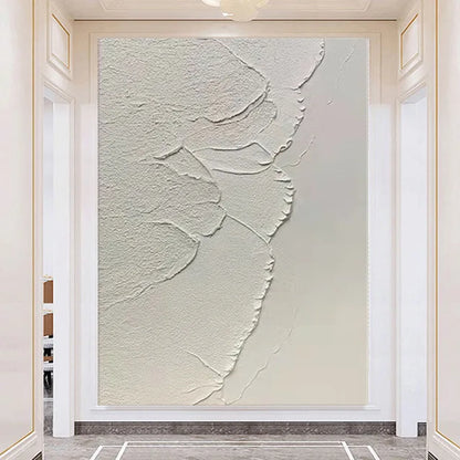 Hot Sale Large Size Handmade Pure White Line Texture Canvas Abstract Oil Painting Modern Fashion Home Decoration Frameless Offic