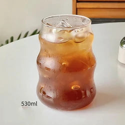 Ins Glazen Beker Hittebestendige Tumbler Drinkwaren Transparante Thee Sap Melk Koffie Mok Thuis Water Glazen Streep Mok 410/650/530Ml