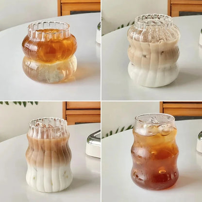Ins Glazen Beker Hittebestendige Tumbler Drinkwaren Transparante Thee Sap Melk Koffie Mok Thuis Water Glazen Streep Mok 410/650/530Ml