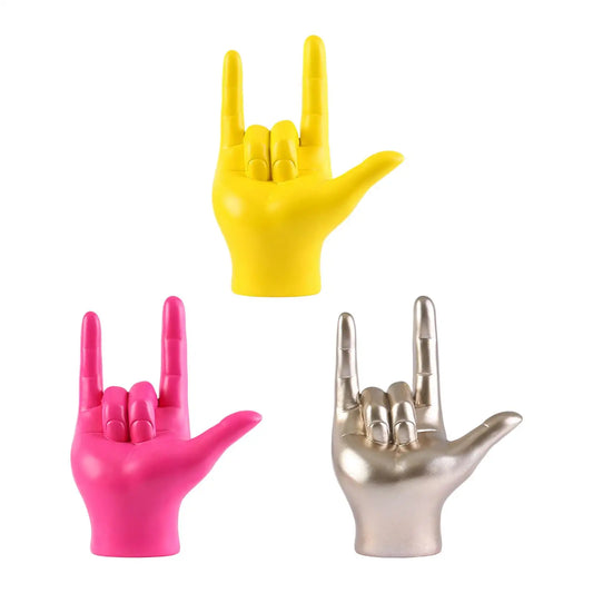 Love You Finger Gebaar Standbeeld Beeldje Rock Op Hand Sculptuur Muziek Gebaar Figuur Voor Slaapkamer Desktop Woondecoratie