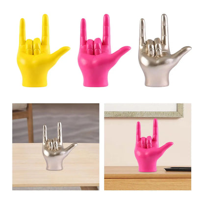 Love You Finger Gebaar Standbeeld Beeldje Rock Op Hand Sculptuur Muziek Gebaar Figuur Voor Slaapkamer Desktop Woondecoratie