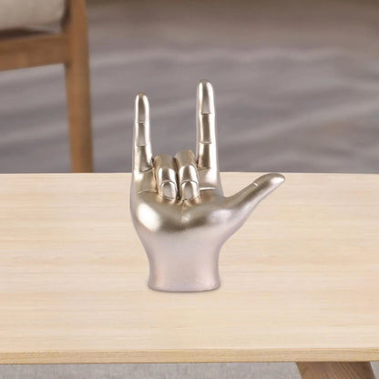 Love You Finger Gebaar Standbeeld Beeldje Rock Op Hand Sculptuur Muziek Gebaar Figuur Voor Slaapkamer Desktop Woondecoratie