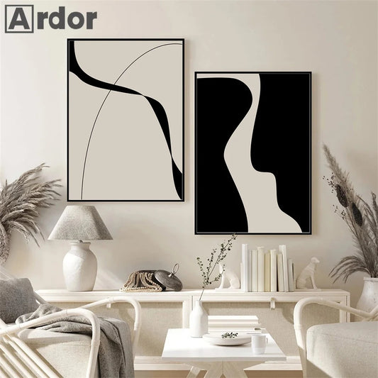 Minimalist Black And White Canvas Print Nordic Poster Abstract Paintings for Living Room Wall Art Pictures Room Decor Aesthetic