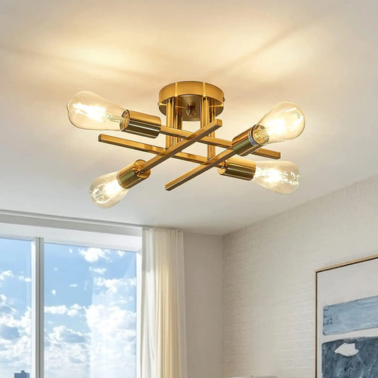Modern LED Ceiling Lights Industrial Iron Black/Golden Nordic Minimalist Home Decoration Living Room Dining Room Ceiling Lamps