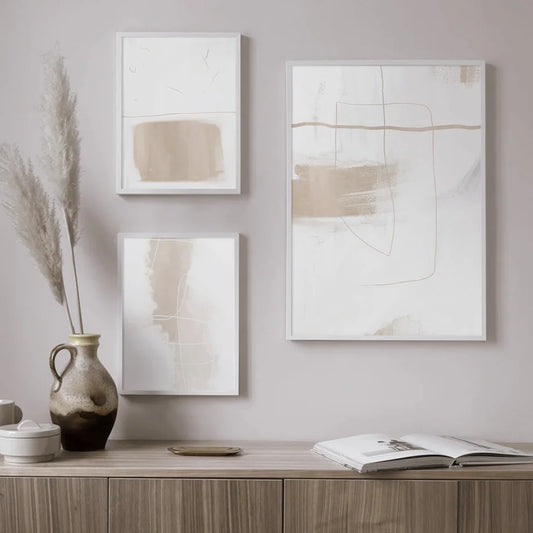 Neutral Watercolor Abstract Painting Canvas Print Horizontal Wall Art Picture Minimalist Poster Living Room Bedroom Home Decor