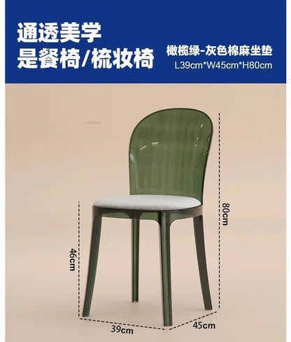 Nordic Acrylic Dining Table Chairs for Home Designer Transparent Chairs Ins Furniture Backrest Desk Chairs Bedroom Makeup Stool