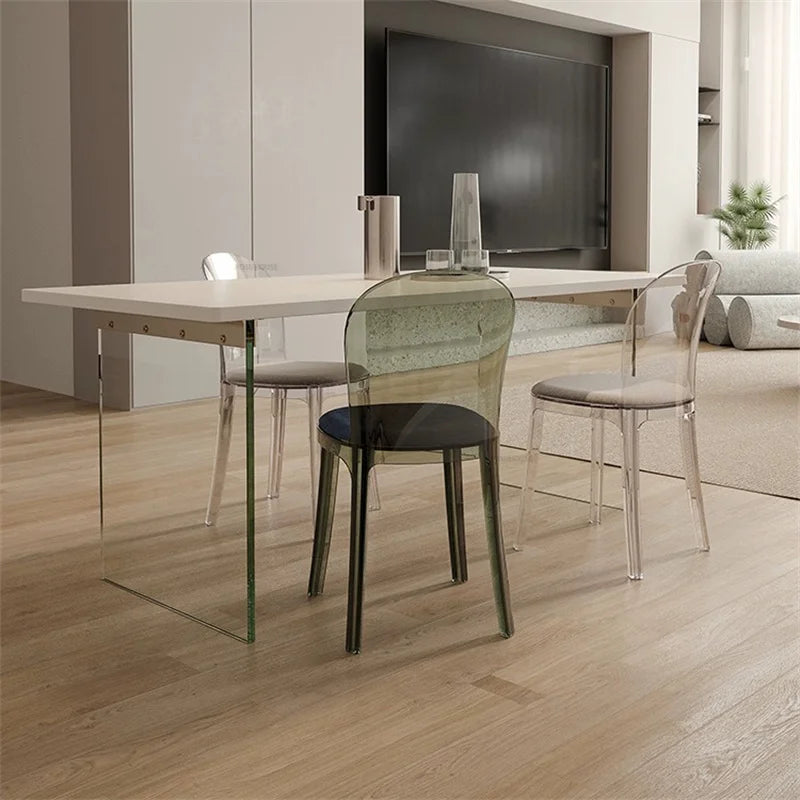 Nordic Acrylic Dining Table Chairs for Home Designer Transparent Chairs Ins Furniture Backrest Desk Chairs Bedroom Makeup Stool