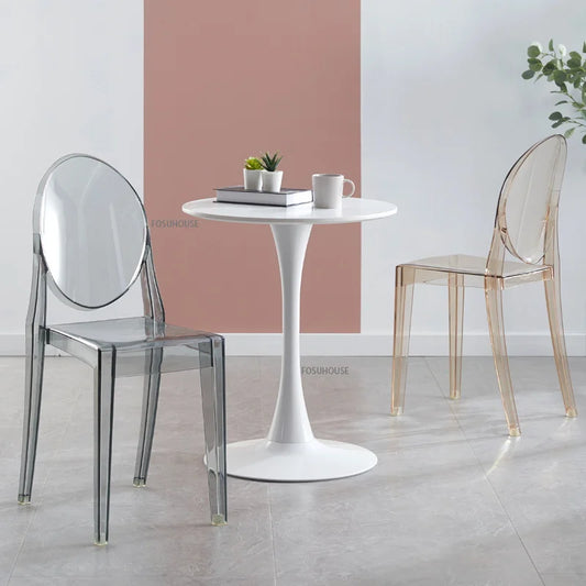 Nordic Plastic Transparent Dining Chairs for Kitchen Furniture Victoria Ghost Makeup Chair Home Stackable Backrest Dining Chair
