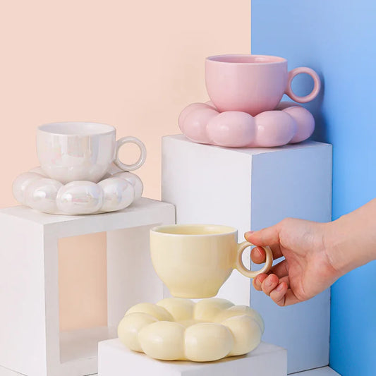 Nordic ins Mug Coffee Cup good-looking SUNFLOWER coffee ceramic cup dish mug set household Gift Box  Room Home Decoration