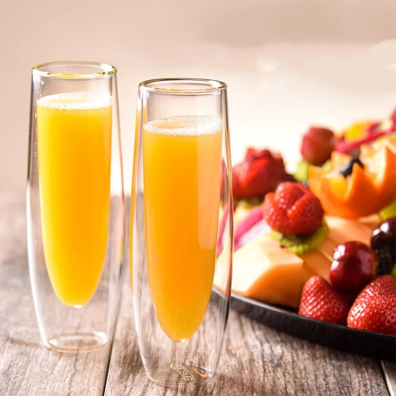 150Ml Dubbelwandige Stemless Champagne Fluit Voor Wijn Champagne Sap Thuis Gift Mokken Voor Wijn Champagne Duurzaam Te Gebruiken