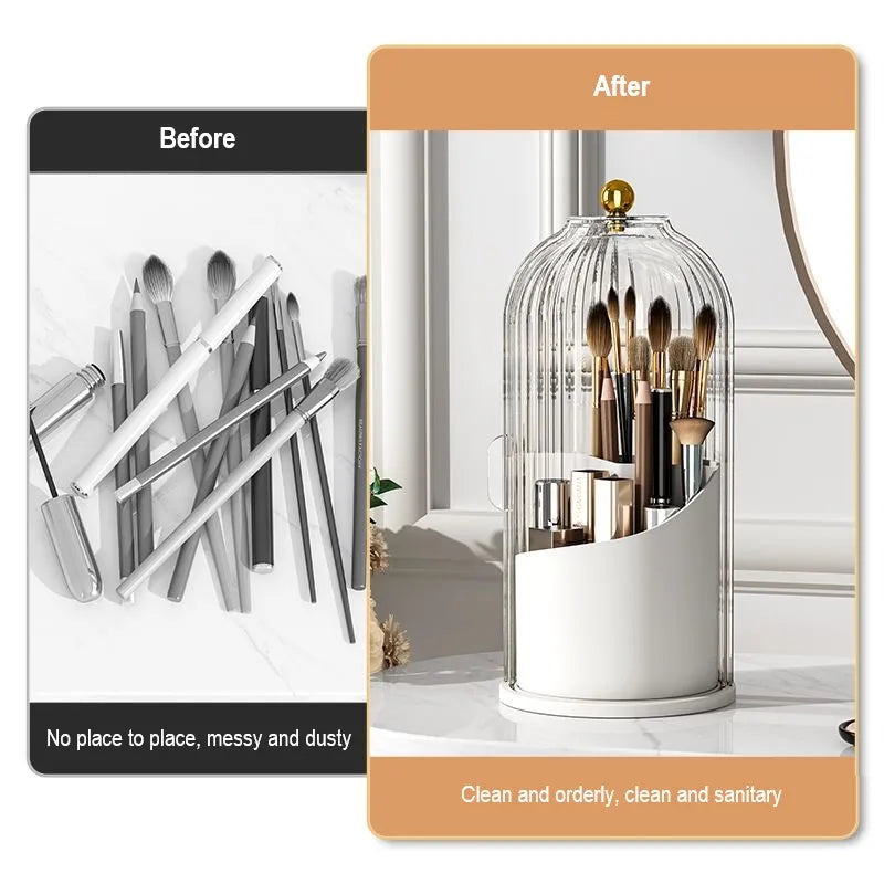 Make-Up Borstel Houder 360 ° Roterend Met Deksel Lippenstift Wenkbrauw Potlood Houder Oogschaduw Opbergdoos Luxe Cosmetische Organizer
