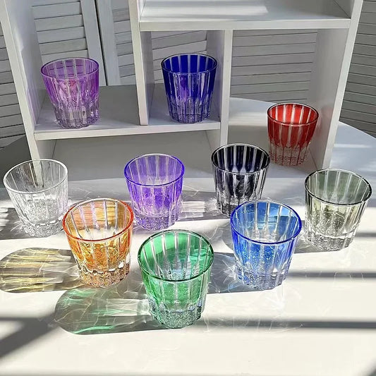 200Ml Star Diamant Geslepen Rock Cup Whisky Cups Huishoudelijke Water Cup Minimalistische Stijl Glas Voor Bar Party Gekleurde Kristallen Glazen Beker