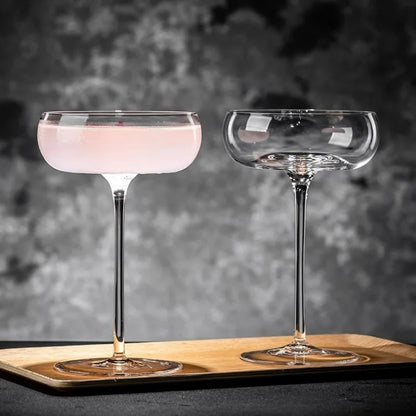 2 Stuks Grote Buik Cocktail Glazen Kopjes Transparant Champagne Glazen Beker Martini Glazen Beker Creatieve Concave Bodem Toren Bekers