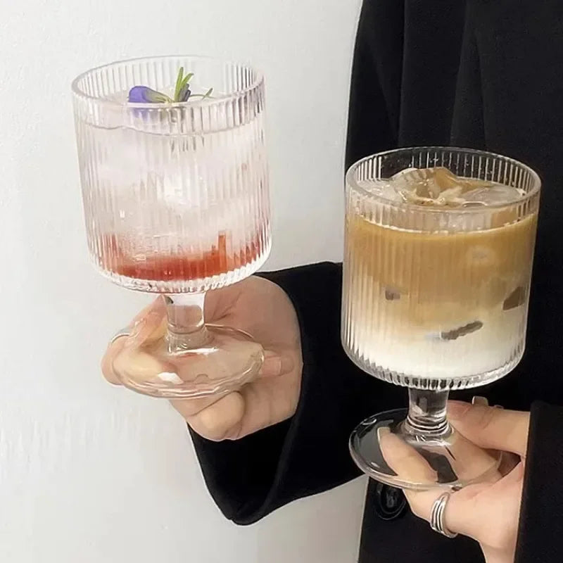 280Ml Verticale Glazen Melktheekop Set Hoogwaardige Glazen Sapcup Ins Stijl Nieuwe Gaomei Hoge Glazen Pc 'S Geschikt Voor Koffie