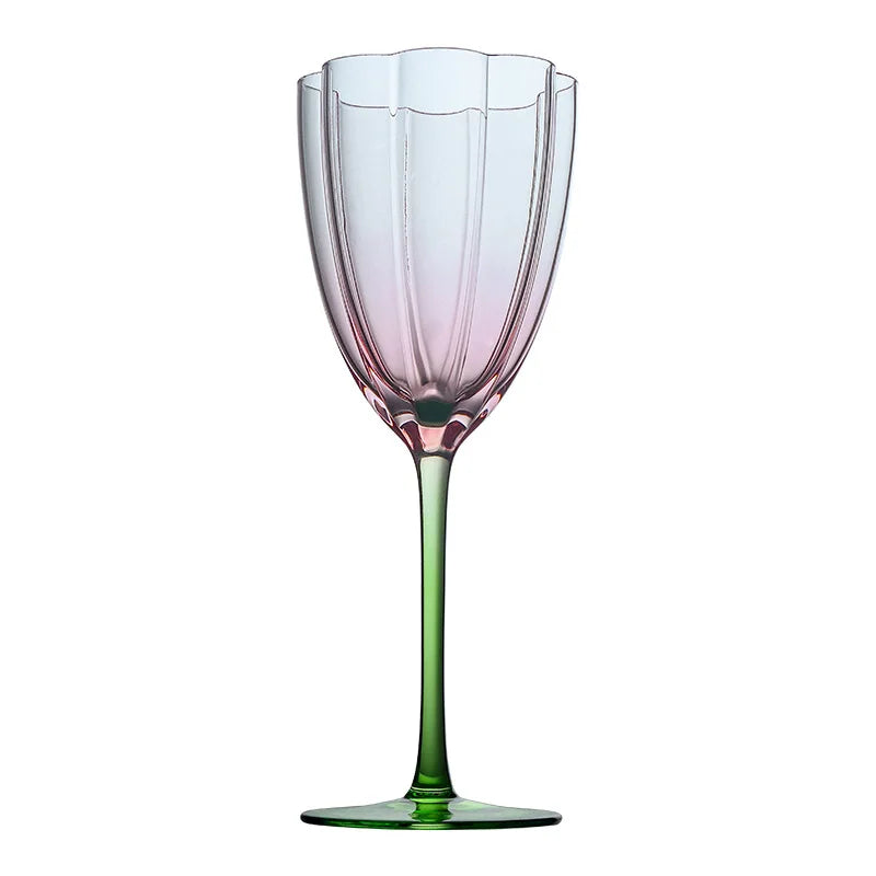 1 Stuk Vintage Bloemen Europese Bloemstijl Roze Top Groene Bodem Glazen Beker Rode Wijn Champagne Fluit Glazen Beker