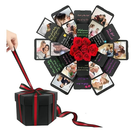 Zeshoek Fotoalbum Doos Doe-Het-Zelf Handgemaakte Verrassing Explosie Bekentenis Paar Bruiloft Liefde Verjaardag Valentijnsdag Creatief Geschenk