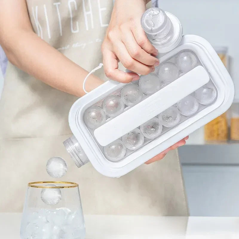 2 In 1 Siliconen Curling Keuken Gadget Creatieve Ijsblokjesbak Hockey Ketel Ijsbal Maker Draagbare Ijsmaker Fles Maakt