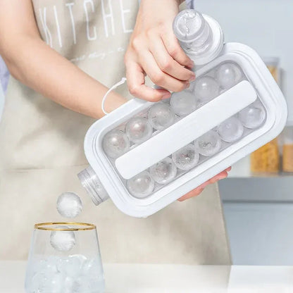2 In 1 Siliconen Curling Keuken Gadget Creatieve Ijsblokjesbak Hockey Ketel Ijsbal Maker Draagbare Ijsmaker Fles Maakt