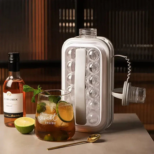 2 In 1 Siliconen Curling Keuken Gadget Creatieve Ijsblokjesbak Hockey Ketel Ijsbal Maker Draagbare Ijsmaker Fles Maakt