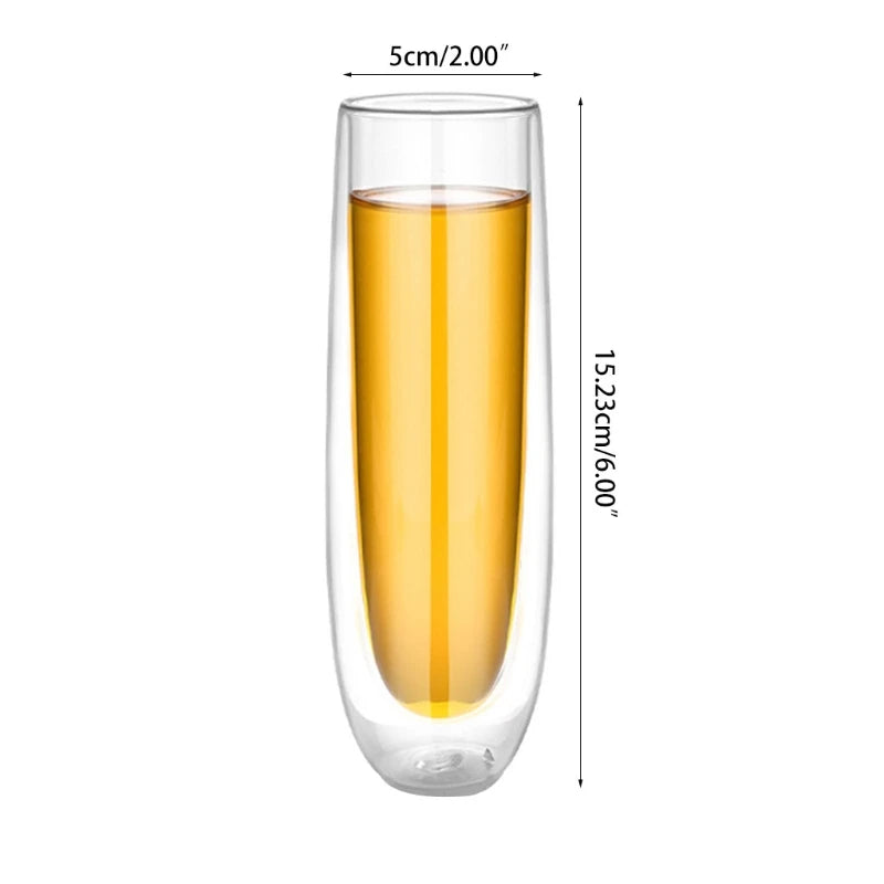 150Ml Dubbelwandige Stemless Champagne Fluit Voor Wijn Champagne Sap Thuis Gift Mokken Voor Wijn Champagne Duurzaam Te Gebruiken