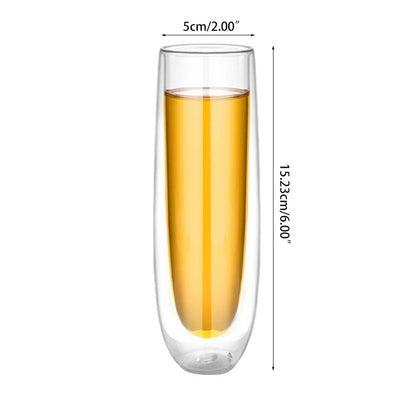 150Ml Dubbelwandige Stemless Champagne Fluit Voor Wijn Champagne Sap Thuis Gift Mokken Voor Wijn Champagne Duurzaam Te Gebruiken
