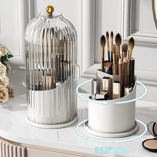 Make-Up Borstel Houder 360 ° Roterend Met Deksel Lippenstift Wenkbrauw Potlood Houder Oogschaduw Opbergdoos Luxe Cosmetische Organizer
