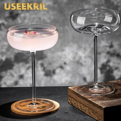 2 Stuks Grote Buik Cocktail Glazen Kopjes Transparant Champagne Glazen Beker Martini Glazen Beker Creatieve Concave Bodem Toren Bekers