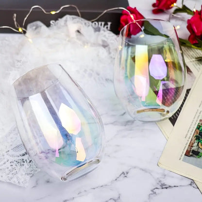 Regenboog Wijnglazen (Set Van 2/Set Van 4)-20 Oz, Grote Iriserende Wijnglazen, Waterglas, Perfect Voor Geschenken, Feest, Huis & Bar