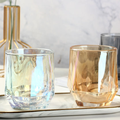 Kleurrijke Zes-Edge Transparant Glas Huishoudelijk Bier Sap Theekop Woonkamer Drinkbeker Casual Kleurrijke Glazen Cuo