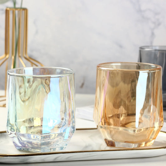 Kleurrijke Zes-Edge Transparant Glas Huishoudelijk Bier Sap Theekop Woonkamer Drinkbeker Casual Kleurrijke Glazen Cuo