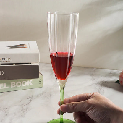 1 Stuk Vintage Bloemen Europese Bloemstijl Roze Top Groene Bodem Glazen Beker Rode Wijn Champagne Fluit Glazen Beker