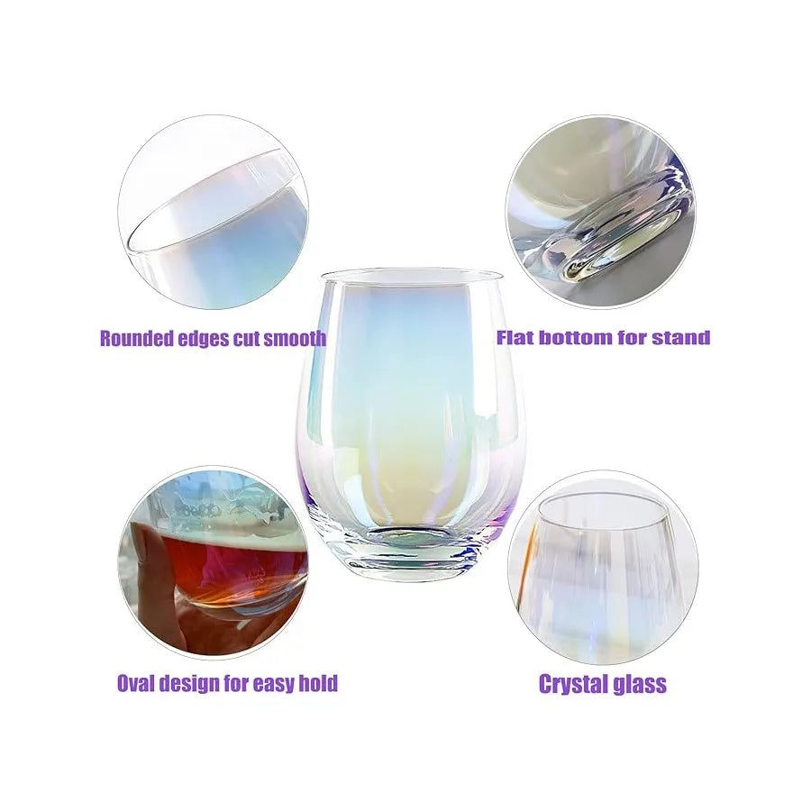 Regenboog Wijnglazen (Set Van 2/Set Van 4)-20 Oz, Grote Iriserende Wijnglazen, Waterglas, Perfect Voor Geschenken, Feest, Huis & Bar