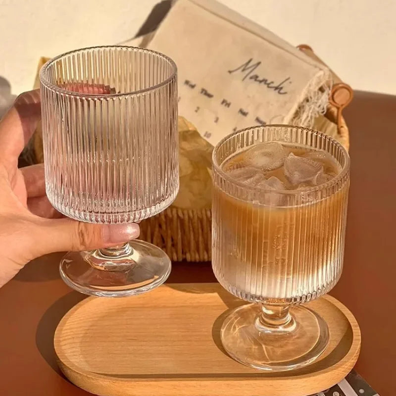280Ml Verticale Glazen Melktheekop Set Hoogwaardige Glazen Sapcup Ins Stijl Nieuwe Gaomei Hoge Glazen Pc 'S Geschikt Voor Koffie